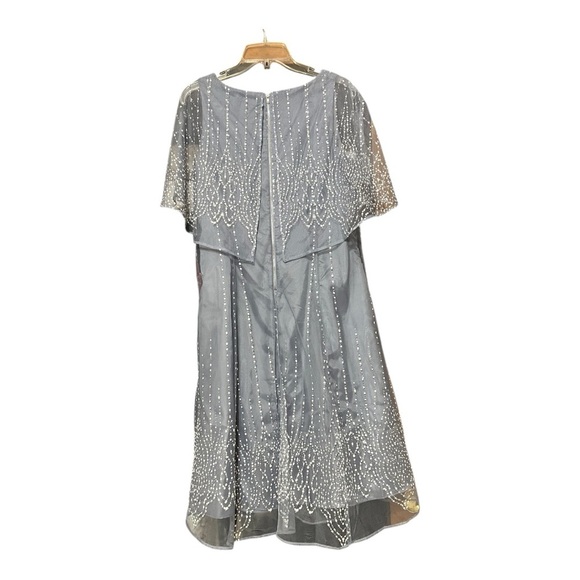 J. Taylor Elegant Blue Dress with Sheer Overlay color Chambray Muse size 16 NWT - Picture 4 of 14